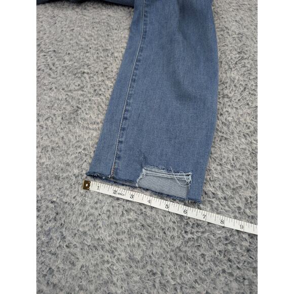 Express Jeans Womens 8 Blue Super High Rise Mom Jean Normcore Distressed Stretch - Picture 10 of 11